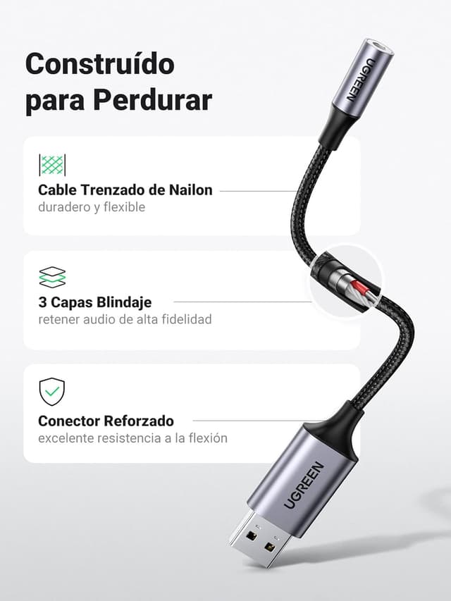 Thumbnail 4 de UGREEN Adaptador Audio USB a Jack 3,5mm 🎧 - Sonido Excelente
