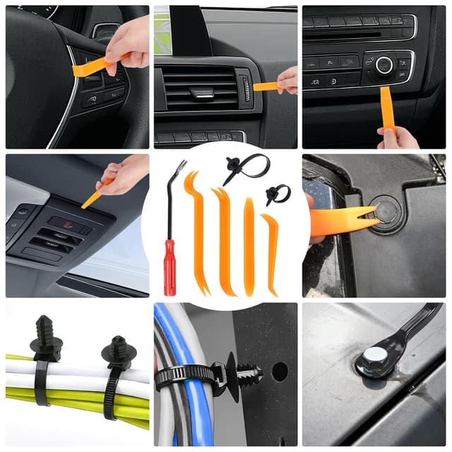 Detalle de DUBULL 1365-piece car trim clips set with nylon push fasteners and trim removal tool kit
