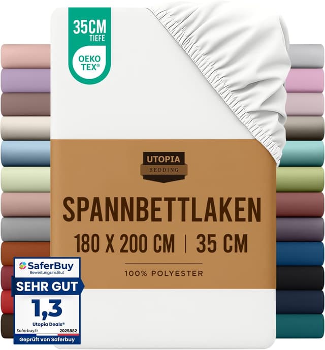 Detalle de Utopia Bedding Spannbettlaken 180×200 cm, 35 cm Tiefe