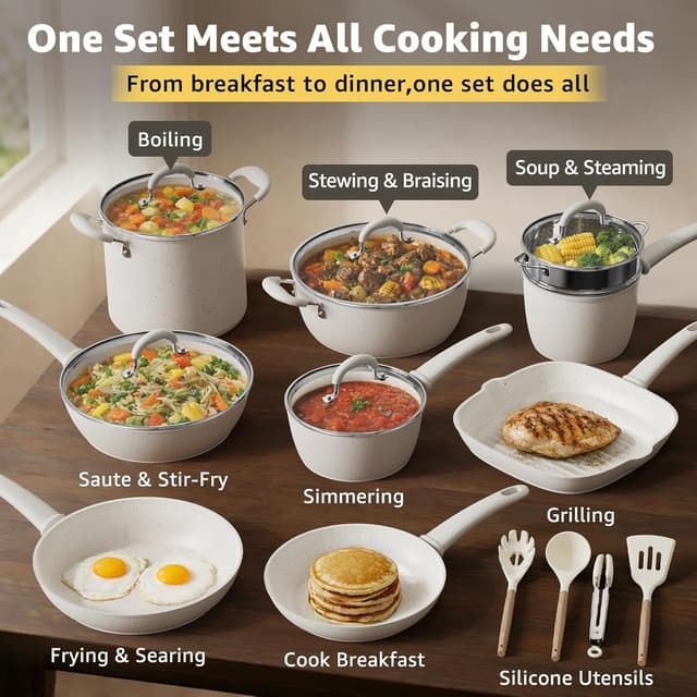 Thumbnail 3 de Bazova 24-Piece Ceramic Cookware Set 8QT