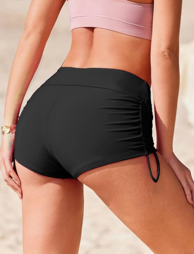 Detalle de Ekouaer Damen Badeshorts – kurze Boardshorts mit Schnell-Trocknung und Bauchkontrolle, S-XXL