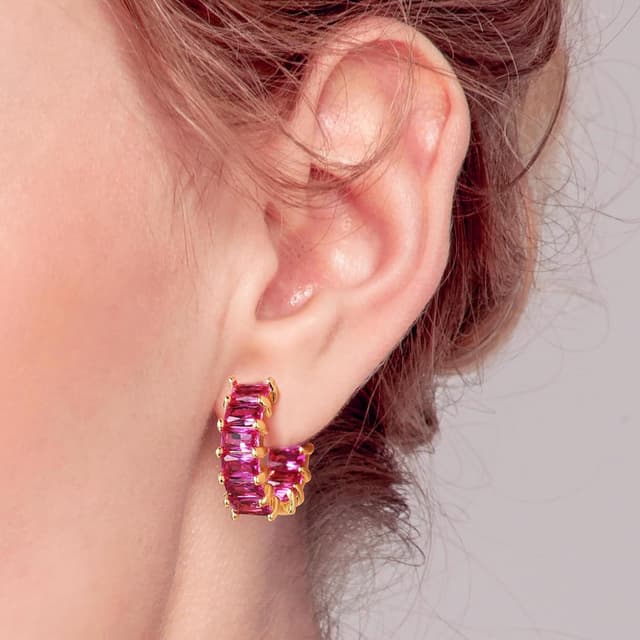 Detalle de MESOVOR créoles zircon cubique plaqué or 18K – boucles d’oreilles cercle multicolores