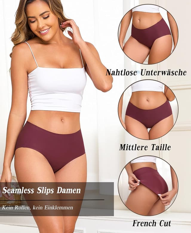Detalle 2 de ALL OF ME 6er-Pack nahtlose Brazilian Slips für Damen – atmungsaktiv, weich & ohne Etikett (S–XXL)
