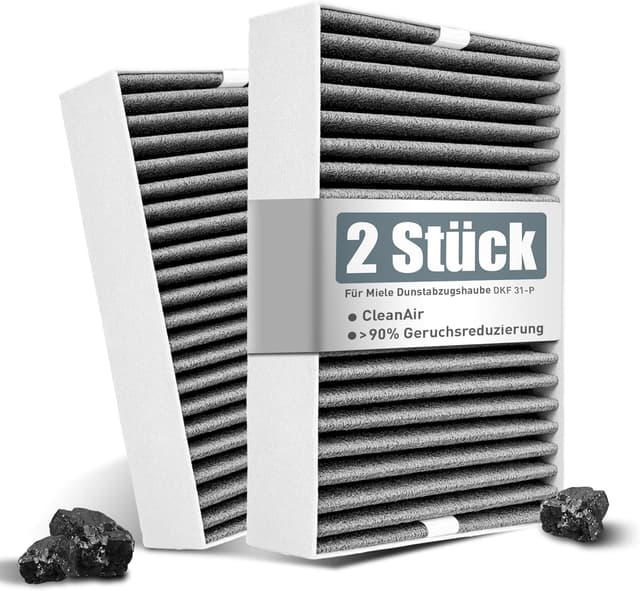 Detalle de 2 Aktivkohlefilter für Miele Dunstabzugshaube DKF 31-P (kompatibel mit DAS/ DKFS Varianten)