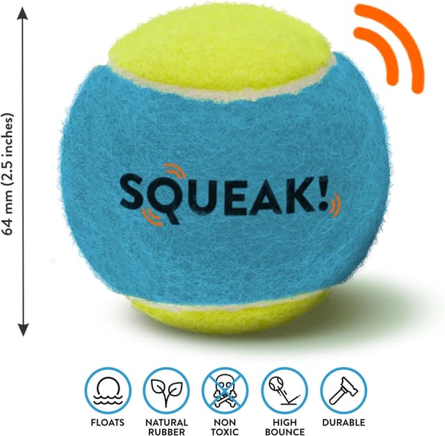 Detalle 2 de SPORTSPET Squeak Tennis Balls for Dogs (12-pack, 64mm) – extra bouncy, floats, non-toxic
