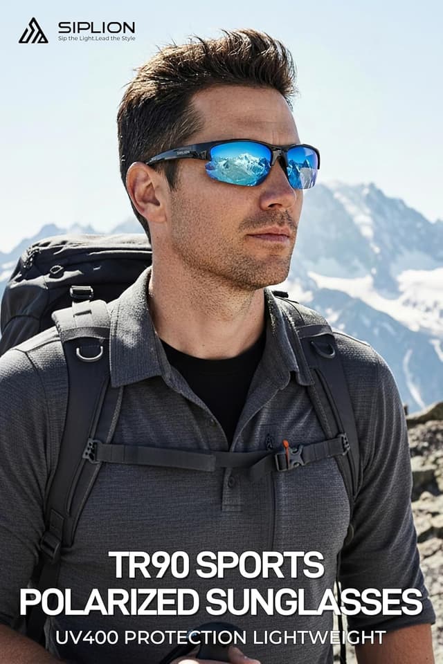 Detalle de SIPLION Homme Sport Lunettes de soleil polarisées UV400 à monture TR90 léger