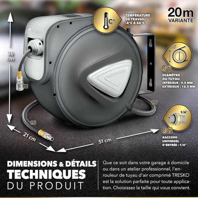 Thumbnail 5 de TRESKO® Enrouleur tuyau 20 m đź›