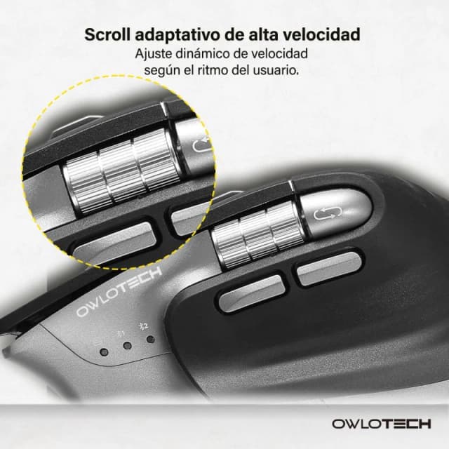 Detalle de Owlotech MS900 Ratón wireless negro con rueda lateral 🖱