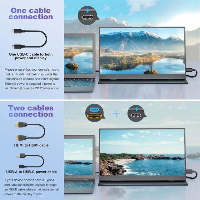 Detalle 1 de MOMODS tragbarer Monitor 18,5 Zoll (120 Hz, IPS, 1080p) – mobiler Gaming-Bildschirm mit USB‑C und Mini‑HDMI