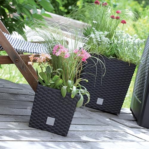 Detalle de Maceta Rato 64L con cubilete, color antracita, 40x40x41cm