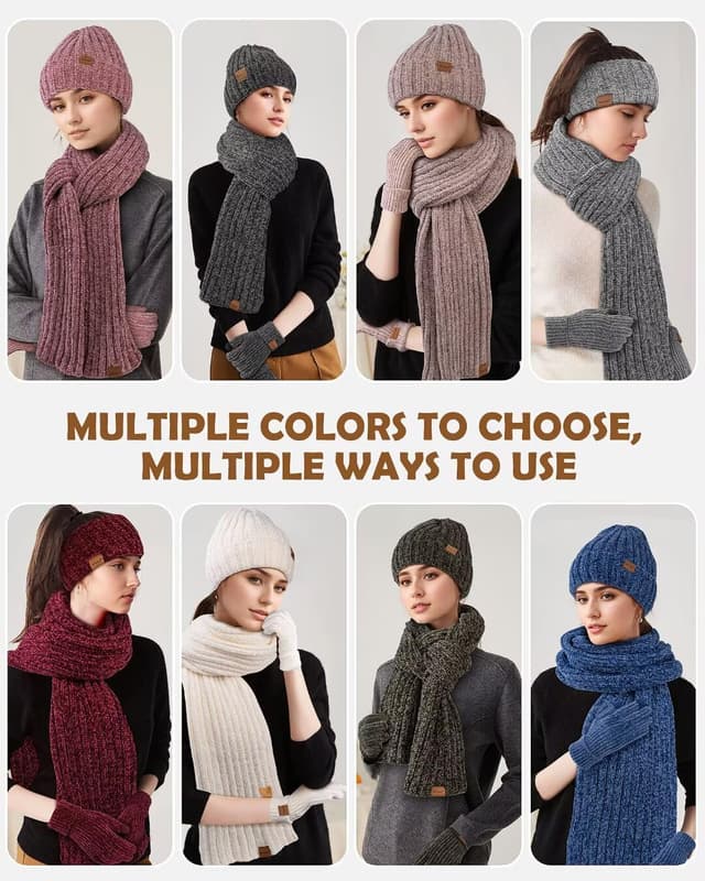 Thumbnail 5 de Winuesa 4-Piece Beanie Set 70in 🧣