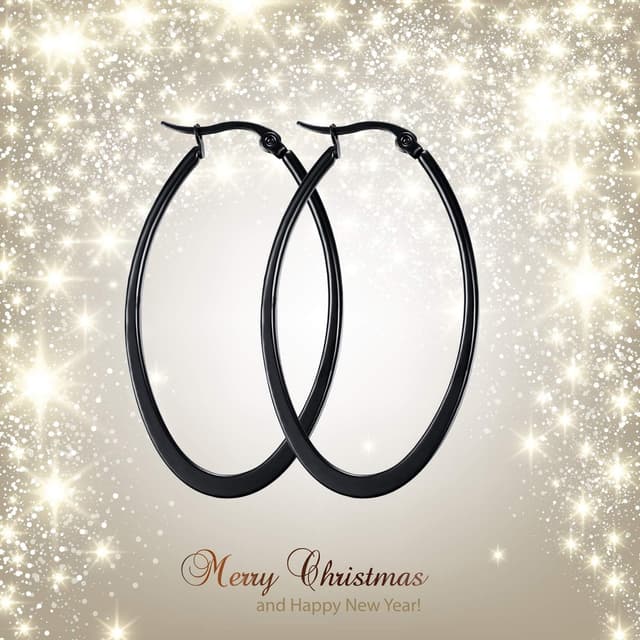 Detalle 2 de Caimeytie Oval Ohrringe Damen Creolen aus Edelstahl (47 x 28 mm)