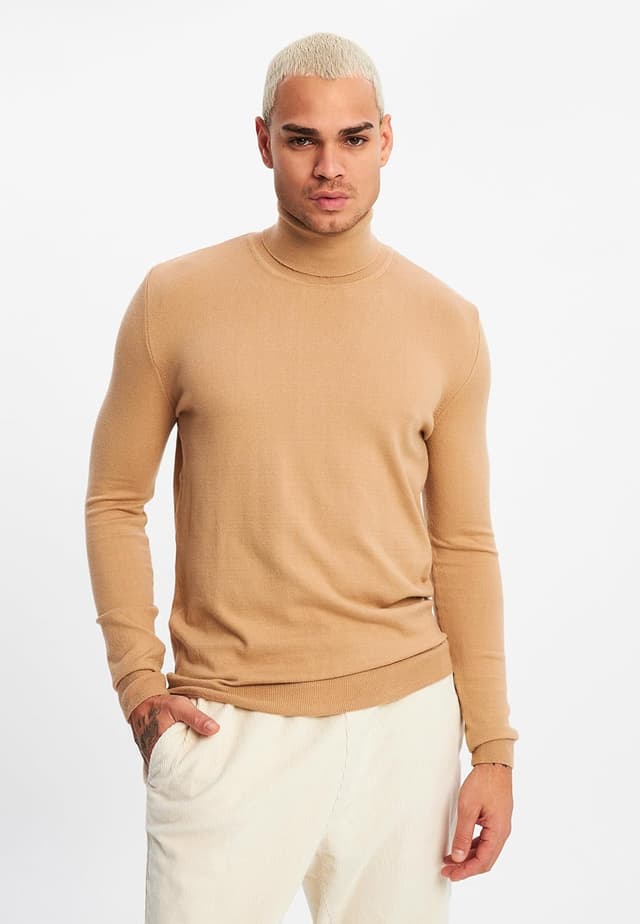 Detalle de Leif Nelson maglione da uomo a collo alto in maglia fine leggero