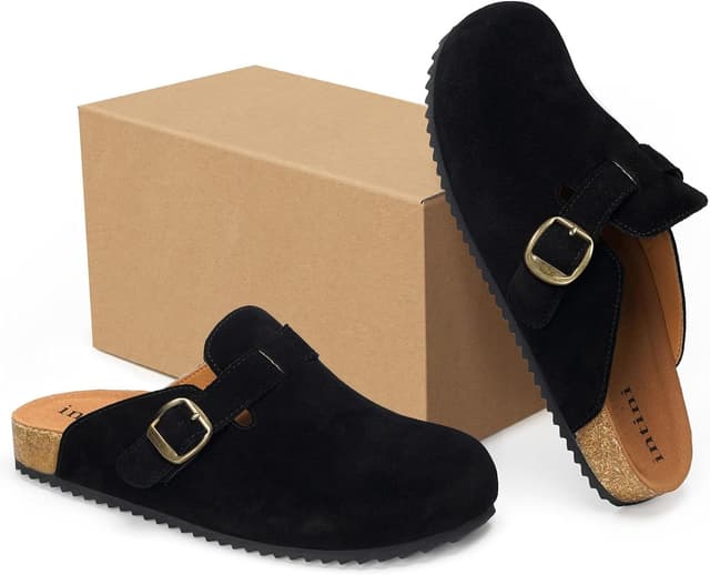 Detalle 2 de Intini Sabot donna/ciabatte uomo chiuse in pelle con plantare in sughero e pantofola traspirante