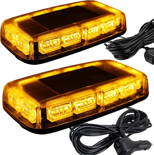 Thumbnail 6 de ASPL 2pcs 48LED Roof Top Strobe Lights with Magnetic Base (12–24V) – Amber/White Emergency Warning Bar