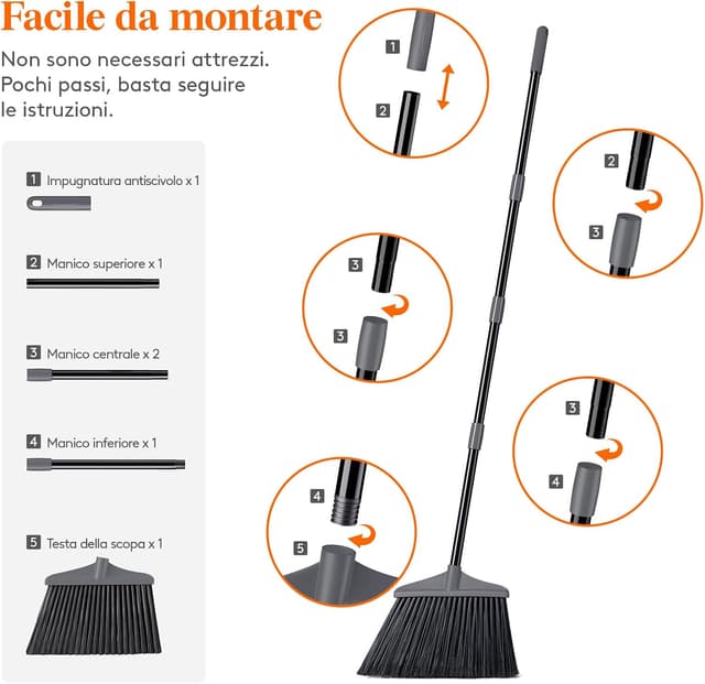 Thumbnail 6 de Lifewit Scopa da Esterno 135 cm con manico telescopico regolabile