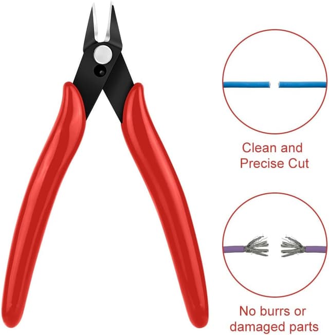 Thumbnail 6 de Ainiv 2PCS Micro Wire Cutter Set with Spring-Loaded Flush Cutters (CRV Steel) – Red