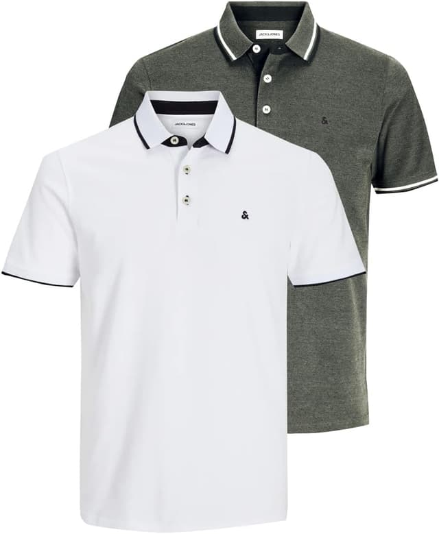 Thumbnail 6 de JACK & JONES Herren JJepaulos Polo T-Shirt im 2er-Pack (Baumwolle mit Knopfleiste)