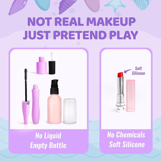 Detalle 2 de INNOCHEER Mermaid Pretend Makeup Kit for Toddlers (Fake Makeup for Girls Purse Play)