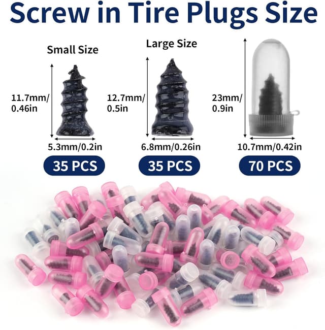 Detalle de Opvixi Screw in Tire Plugs (70-Piece) for Car, Motorcycle, Truck & Tractor Tire Repairs