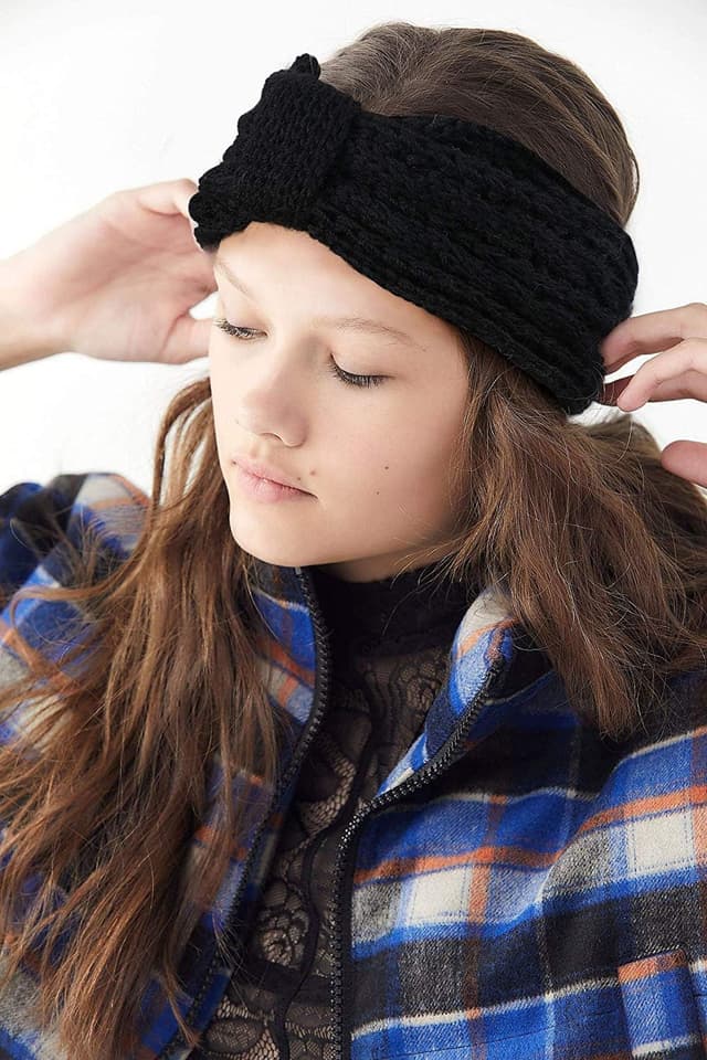 Detalle de DRESHOW Stirnbänder Damen Winter-Set (4 Stück) aus 100% Acrylwolle mit Turban-Style