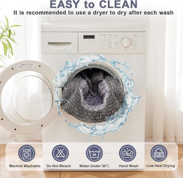 Detalle de Heymamba Dog Cave Bed (Medium) 66x55x21cm – Machine Washable Hooded Zipper Cave for 14–18kg French Bulldog