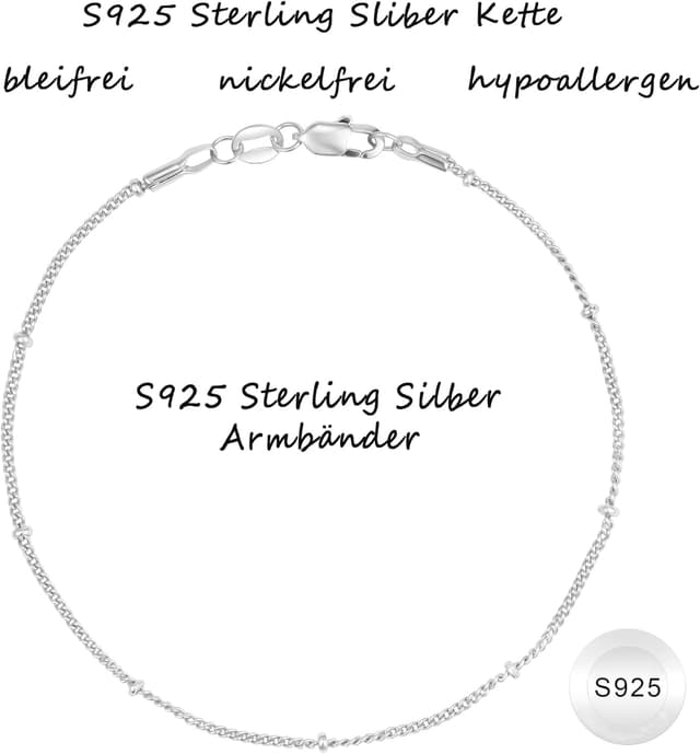 Thumbnail 3 de SLOONG S925 Silber Perlen Armband 16.5–20 cm
