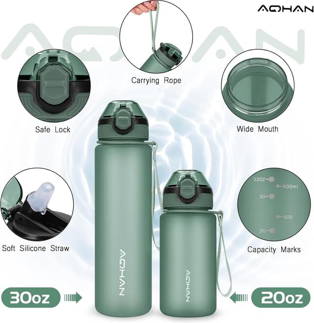 Detalle de AOHAN 1L water bottle with leakproof lid