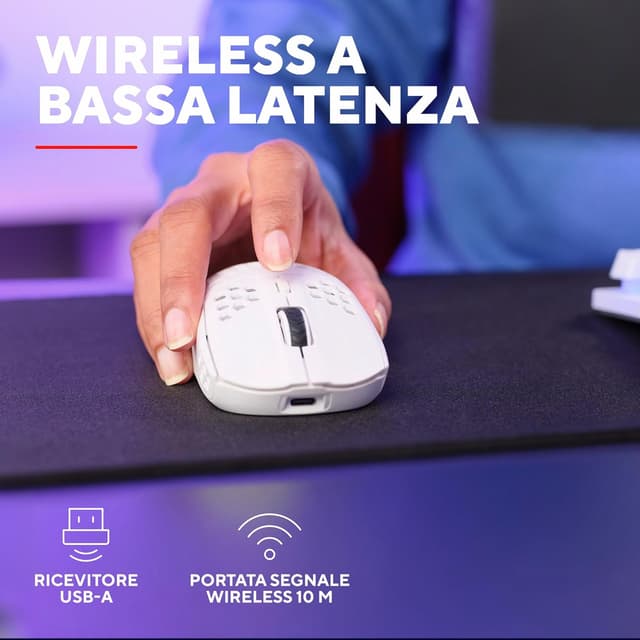 Detalle 2 de GXTrust 929W Helox: mouse gaming wireless superleggero da 75 g con DPI 800-4800 e batteria fino a 80 h