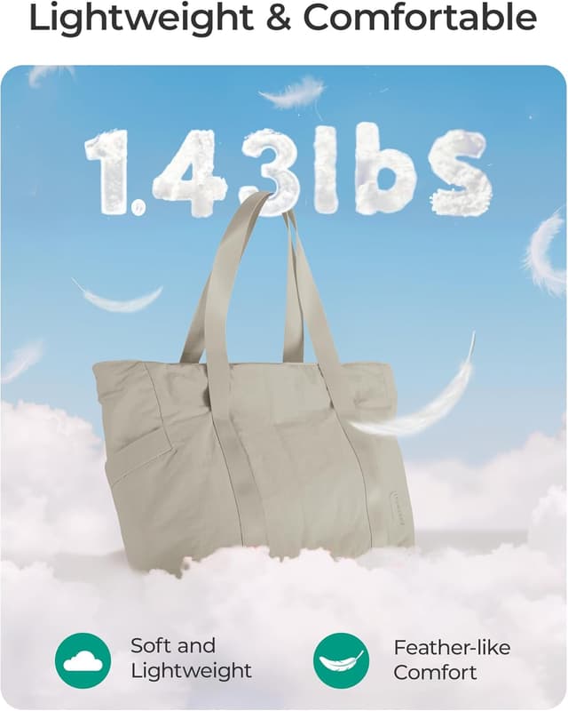 Detalle de BAGSAMRT women’s tote bag with zip, yoga mat strap and side pockets (large capacity)