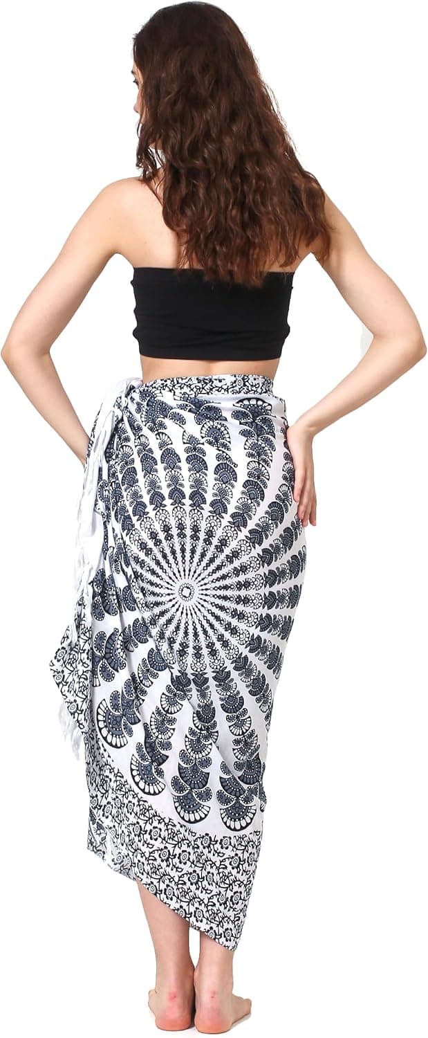 Detalle 2 de SAIVONA Sarong Pareo für Damen mit Mandala-Design und Fransen, ca. 170 x 110 cm