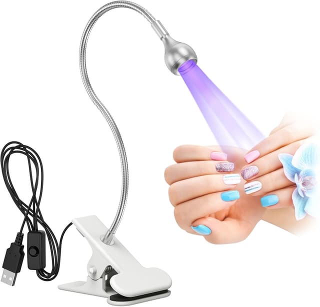 Detalle de AISEELY UV Glue Curing Lamp (3W) with clip and switch for UV resin, gel polish & circuit board repair