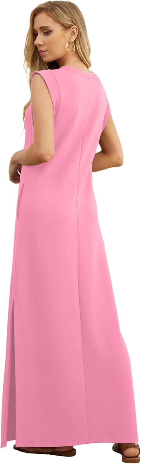 Detalle de GRECERELLE women’s summer maxi dress with pockets and side split