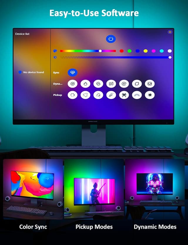 Detalle de Meewata Monitor Hintergrundbeleuchtung für 27-Zoll: USB-LED-Streifen mit Farbsynchronisation unter Windows