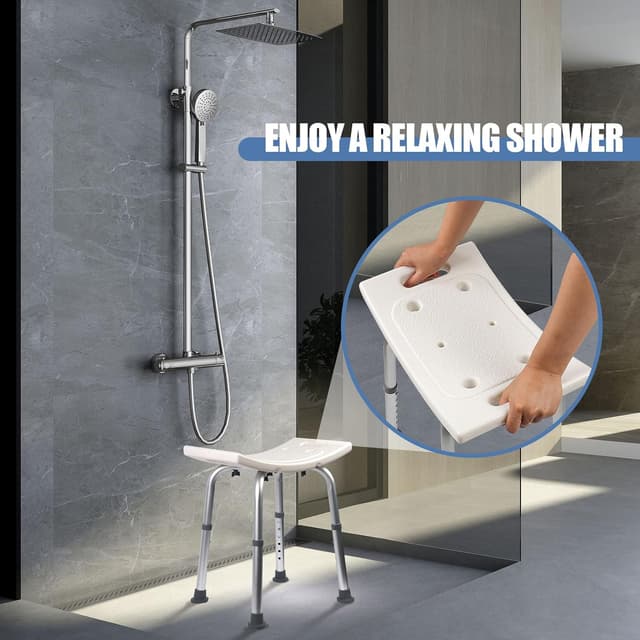 Detalle 2 de Ez2care Non-Slip Adjustable Shower Stool (Rust-Free Aluminium) – 37.5 to 49.5 cm