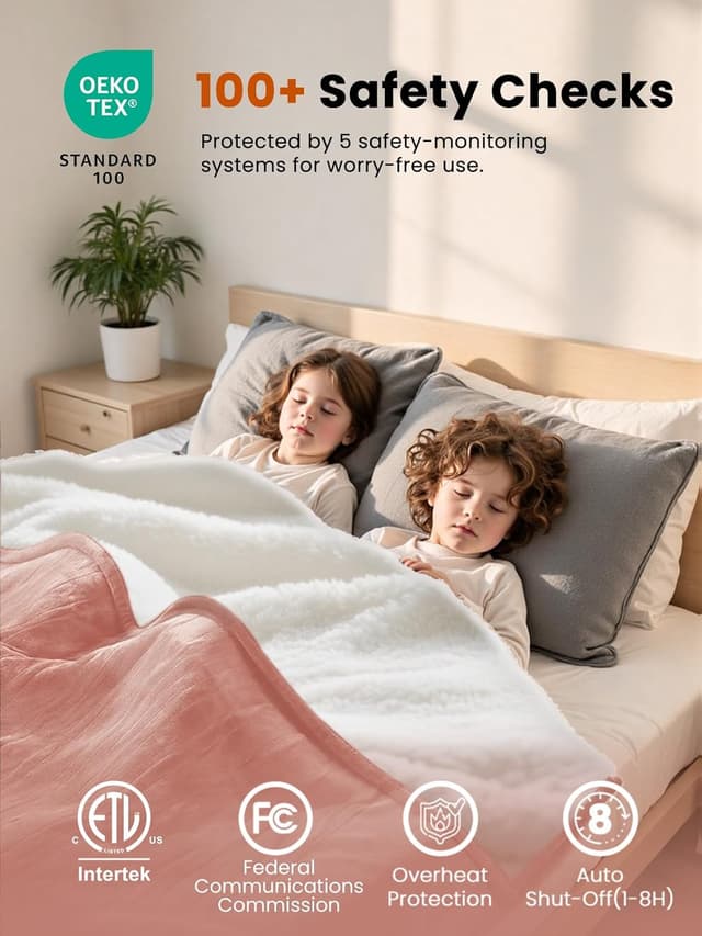 Detalle de LEERUN Electric Heated Blanket Full Size 8 Temps