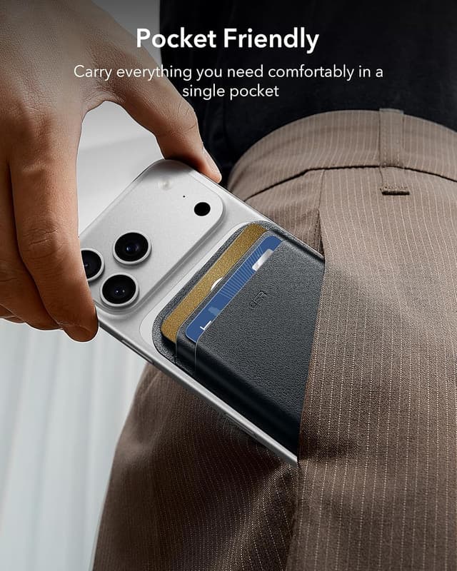 Detalle 1 de ESR for MagSafe Wallet 5-Card Holder with RFID Blocking (MagSafe sticker included) – Slim Magnetic Wallet for iPhone 17e/17/16/15/14/13/12, Black