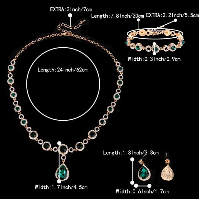 Detalle de Parure de bijoux Clearine Femme Vogue : collier, bracelet, pendentif et boucles en cristal autrichien