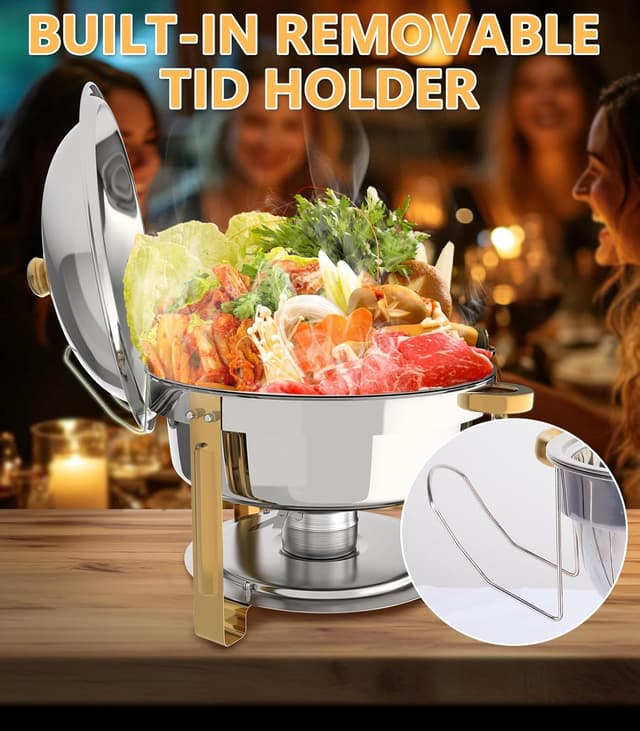 Thumbnail 6 de Chafing Dishes for Buffet (4 Pack) 6QT Round Stainless Steel Buffet Food Warmers Set