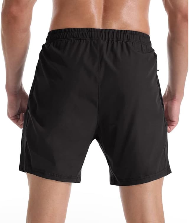 Detalle de Gerlobal Men’s 7" Athletic Running Shorts with Zipper Pockets (Lightweight, Quick-Dry)