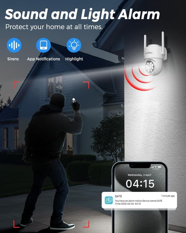 Detalle 2 de Reobiux 2K Outdoor Security Camera 30M