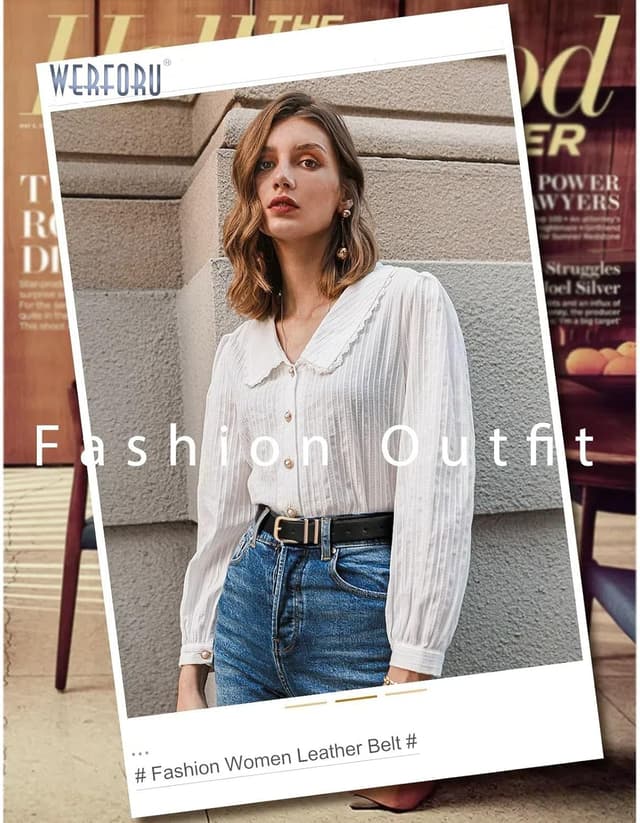 Detalle de WERFORU 3 Pack Women’s Faux Leather Belts with Gold/Silver Buckles for Jeans & Dresses