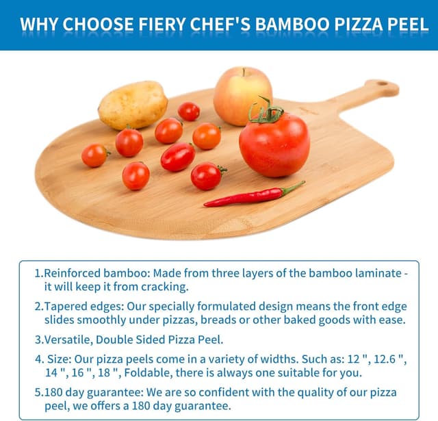 Thumbnail 5 de Fiery Chef 12” Bamboo Pizza Peel 17.3"