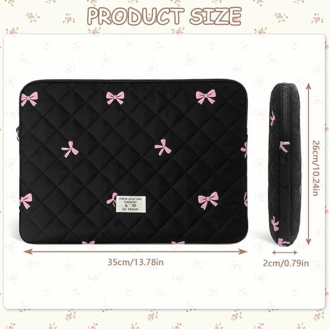 Detalle 2 de Flintronic custodia sleeve per laptop da 14 pollici con motivo trapuntato e fodera in cotone