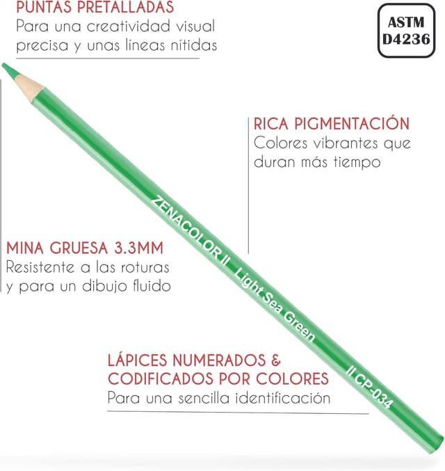 Detalle 1 de Zenacolor 72 Lápices profesionales