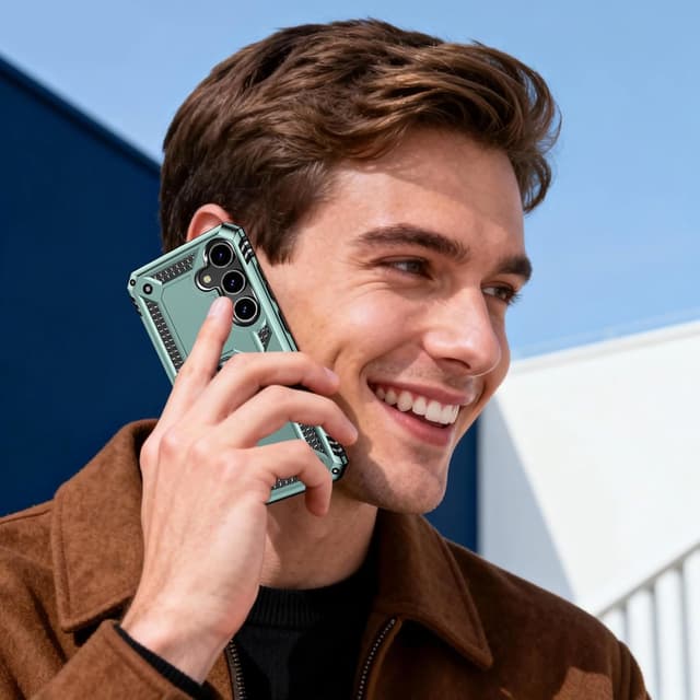 Detalle 2 de for Samsung Galaxy S24 case with screen protector – 360° rotatable kickstand heavy duty shockproof (dark green)