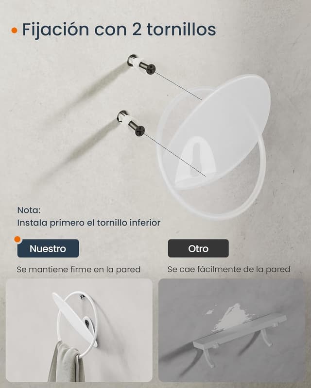 Thumbnail 4 de SONGMICS HOME Juego de 4 Ganchos de Pared 🧥 Blanco Perla