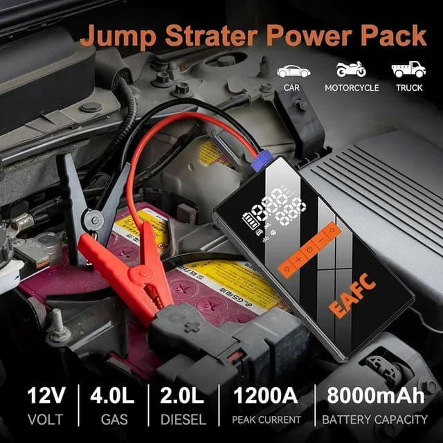 Thumbnail 1 de 20000mAh Car Jump Starter with 150PSI Air Compressor