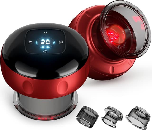 Detalle de 2 Pack Smart Cupping Therapy Massager (7-in-1) with Red Light & Heat, 12 Suction Levels and 12 Heat Levels