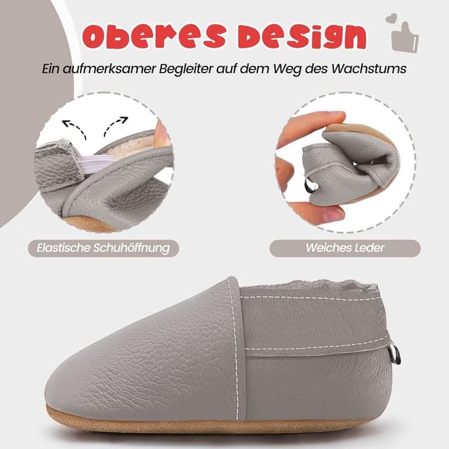 Detalle 2 de HMIYA Weiche Leder Krabbelschuhe 0-6 Monate 👶